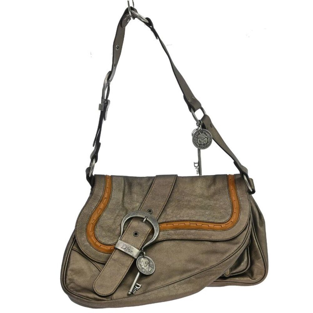 Christian Dior Vintage Gaucho Double Saddle Leather Brown Leather Handbag